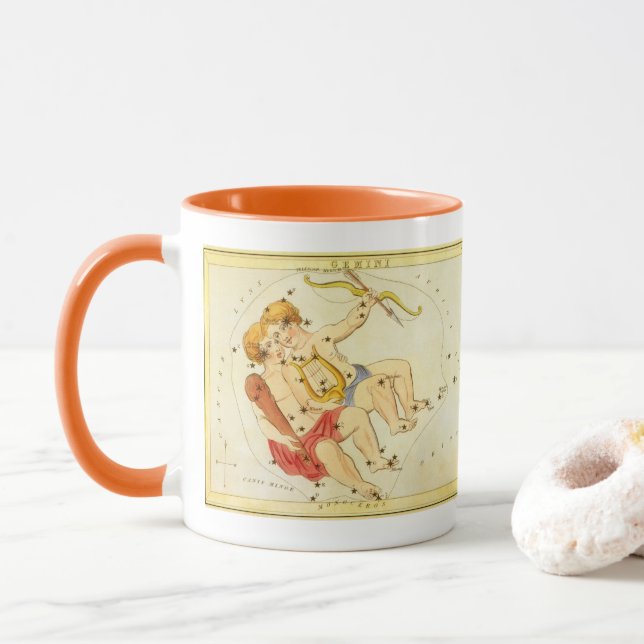 Gemini Twins Vintag Constellation Urania Mirror Tasse (Mit Donut)