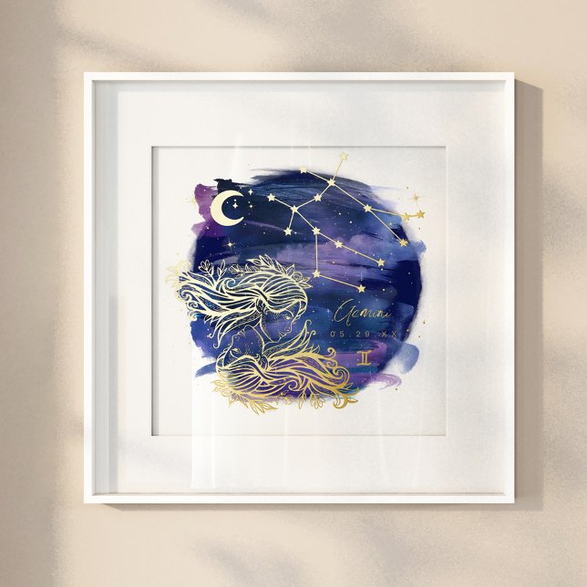 Gemini Twins Zeichen des Zodiac Custom Geburtsdatu Foliendrucke (Von Creator hochgeladen)