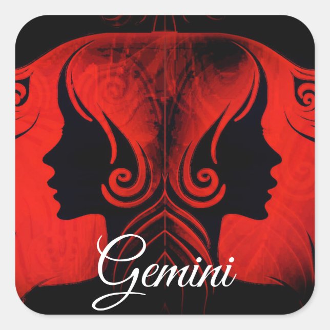 Gemini Twins Zodiac Horoskop Zeichenketten Quadratischer Aufkleber (Vorderseite)