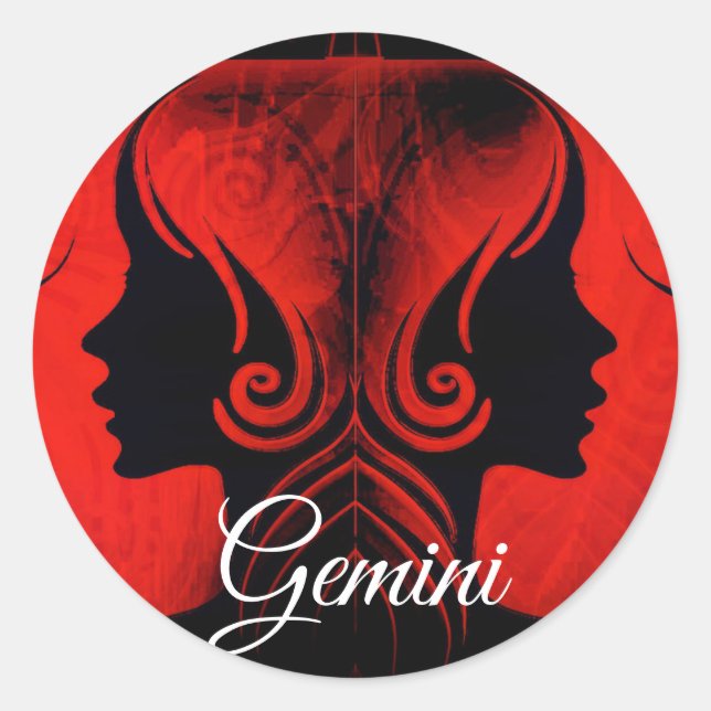Gemini Twins Zodiac Horoskop Zeichenketten Runder Aufkleber (Vorderseite)