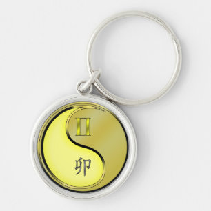 Gemini und Metallkaninchen Schlüsselanhänger