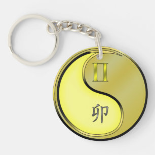 Gemini und Metallkaninchen Schlüsselanhänger