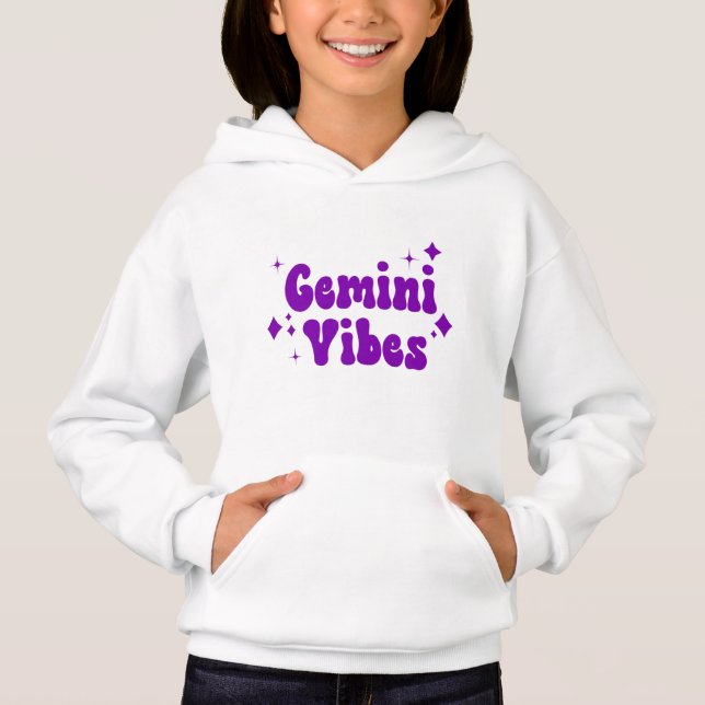 Gemini Vibes Zodiac Astrologie Lila Stars Hoodie (Vorderseite)