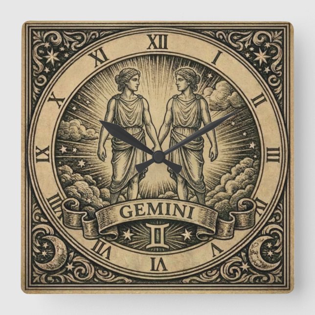Gemini Vintage Zodiakus Wanduhr (Vorderseite)