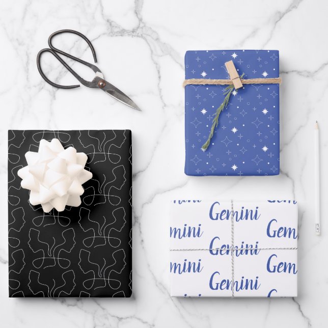 ⭐ Gemini Wrapping Paper | SET 3 Geschenkpapier Set (Vorderseite)