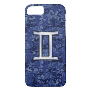 Gemini-Zeichen auf Blue Digital Camouflage Case-Mate iPhone Hülle