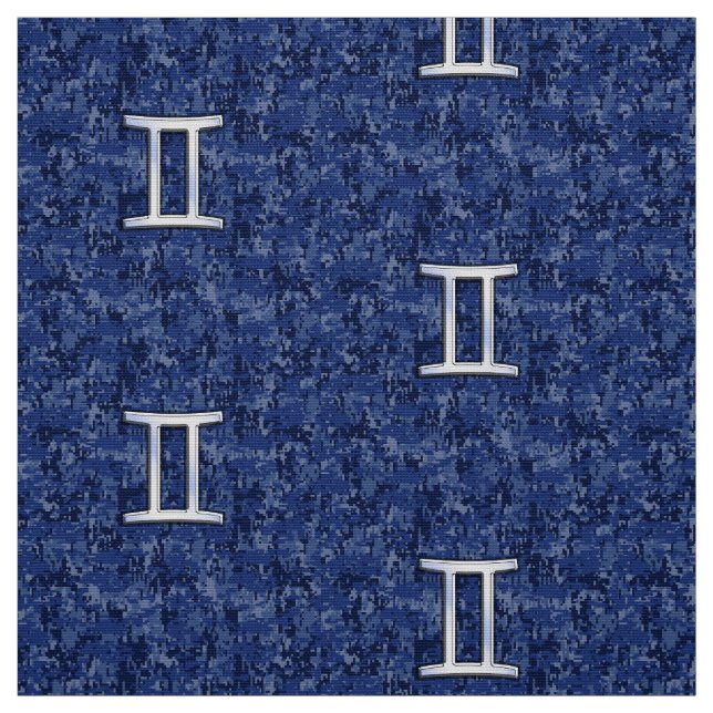 Gemini-Zeichen auf Blue Digital Camouflage Stoff (Muster)
