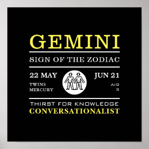 Gemini-Zeichen des Zodiaks, Astrologisches Poster