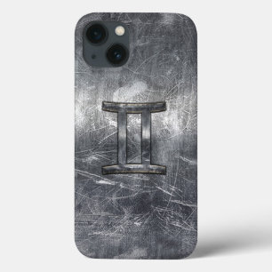 Gemini-Zeichen im gestressten Siver Steel-Stil Case-Mate iPhone Hülle
