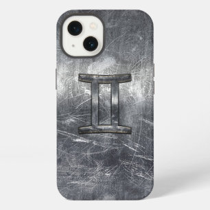 Gemini-Zeichen im gestressten Siver Steel-Stil iPhone 13 Hülle