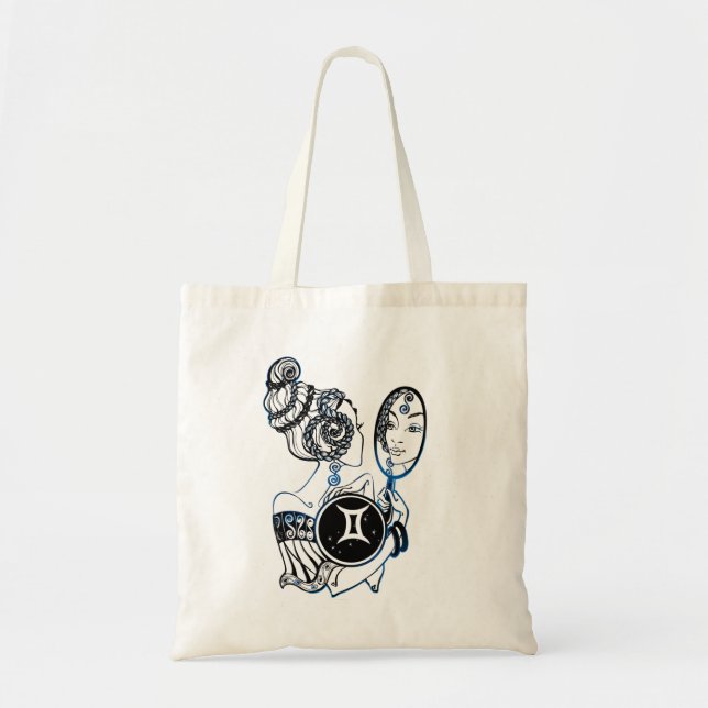 Gemini Zodiac Art Deco Lady Tragetasche (Vorne)