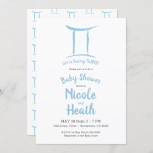 Gemini Zodiac Astrologie Blue May June Baby Dusche Einladung