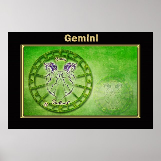 Gemini Zodiac Astrologie Design Poster (Vorne)
