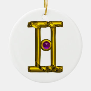 GEMINI ZODIAC BIRTHDAY JEWEL Lila Alexandrite Keramik Ornament