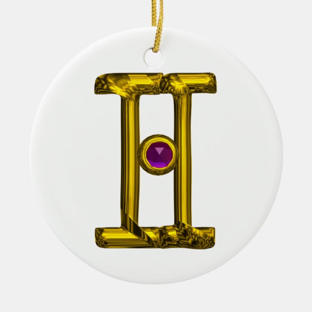 GEMINI ZODIAC BIRTHDAY JEWEL Lila Alexandrite Keramik Ornament (Vorne)