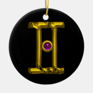 GEMINI ZODIAC BIRTHDAY JEWEL Lila Alexandrite Keramik Ornament
