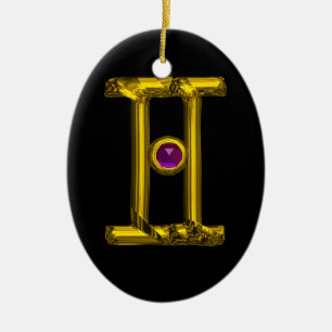 GEMINI ZODIAC BIRTHDAY JEWEL Lila Alexandrite Keramikornament