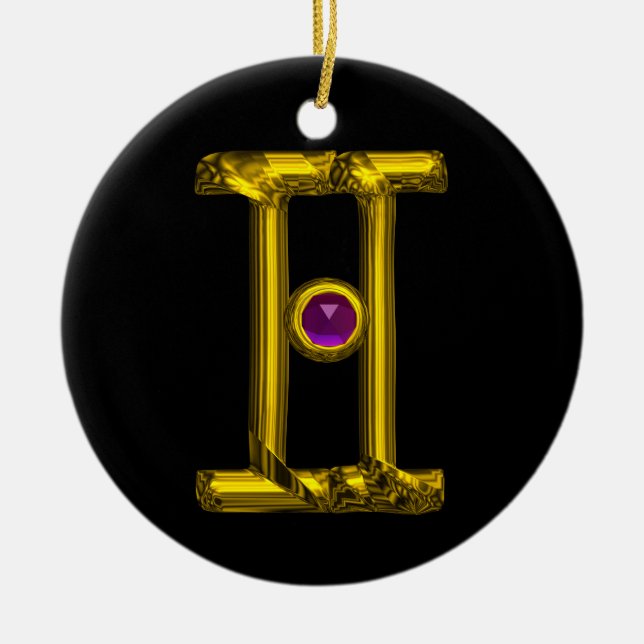 GEMINI ZODIAC BIRTHDAY JEWEL Lila Alexandrite Keramikornament (Vorne)