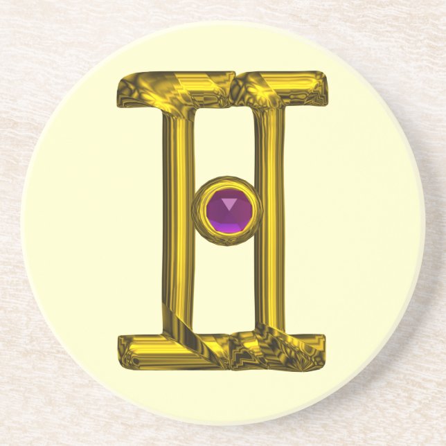 GEMINI ZODIAC BIRTHDAY JEWEL Lila Alexandrite Untersetzer (Vorne)