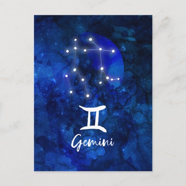 Gemini Zodiac Constellation Blue Galaxy Celestial Postkarte (Vorderseite)
