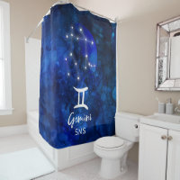 Gemini Zodiac Constellation Blue Galaxy Monogramm