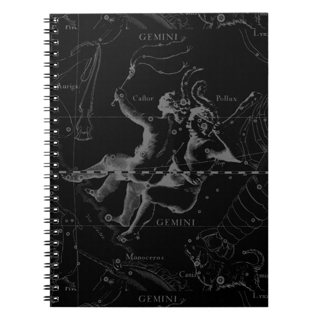 Gemini Zodiac Constellation Hevelius 1690 Notizblock (Vorderseite)