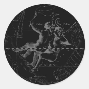 Gemini Zodiac Constellation Hevelius 1690 Runder Aufkleber