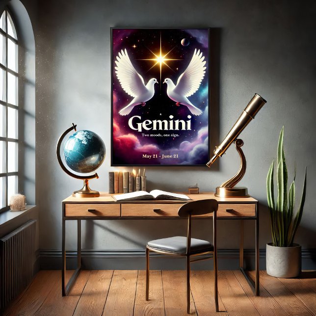 Gemini Zodiac Doves in Harmonie Poster (Von Creator hochgeladen)