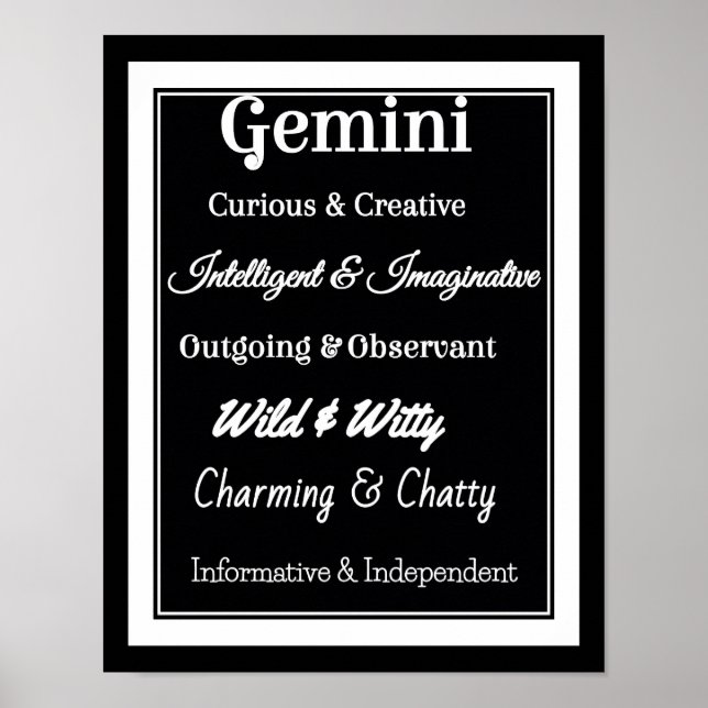 Gemini Zodiac Eigenschaften Poster (Vorne)