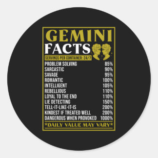 Gemini Zodiac Fakten Zodiac Fakten Gemini Runder Aufkleber