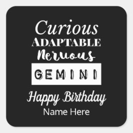Gemini Zodiac Fun Charakteristika Geburtstag Quadratischer Aufkleber