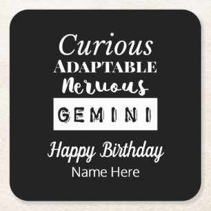 Gemini Zodiac Fun Charakteristika Geburtstag Rechteckiger Pappuntersetzer