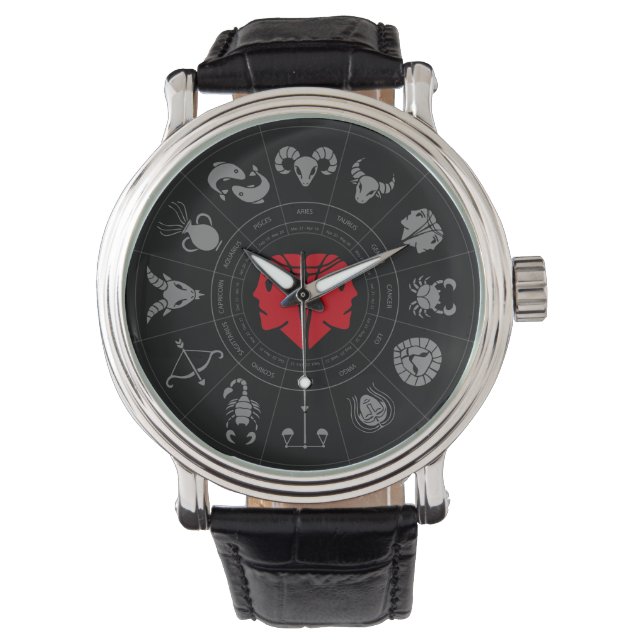 Gemini Zodiac Geburtstagsgeschenk Armbanduhr (Vorderseite)