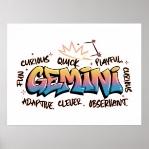 Gemini Zodiac Graffiti  Poster