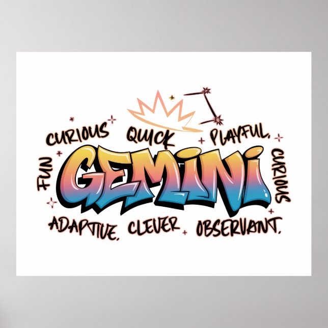 Gemini Zodiac  Graffiti  Poster (Vorne)