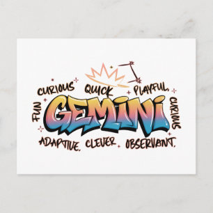 Gemini Zodiac Graffiti Postkarte