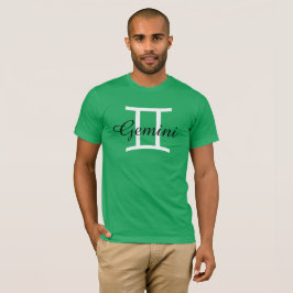 Gemini Zodiac Horoskop Sign Mens Green T-Shirt