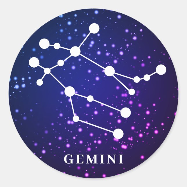 Gemini-Zodiac-Konstellation Runder Aufkleber (Vorderseite)