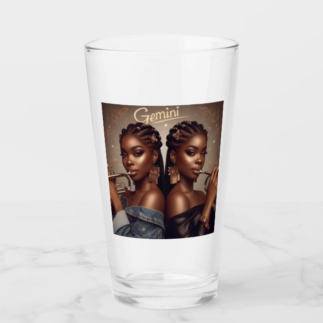 Gemini Zodiac Musician Trumpet Glas (Vorderseite)
