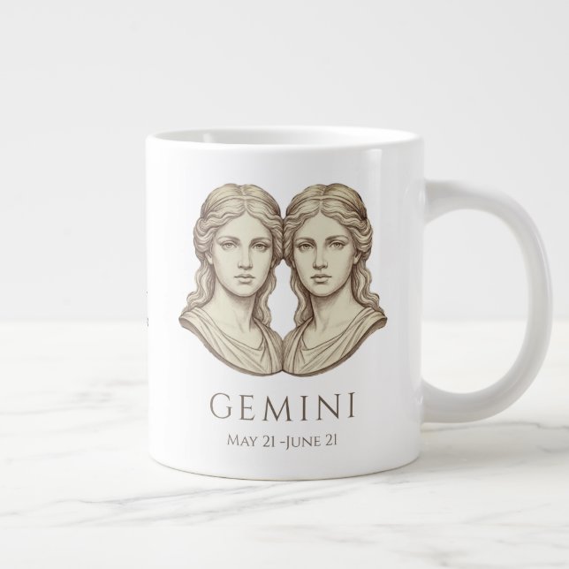 Gemini Zodiac Personalized Name & Birth Date Jumbo-Tasse (Rechts)