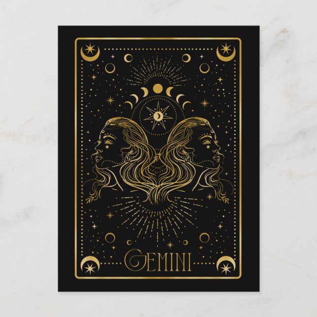 Gemini zodiac postkarte (Vorderseite)