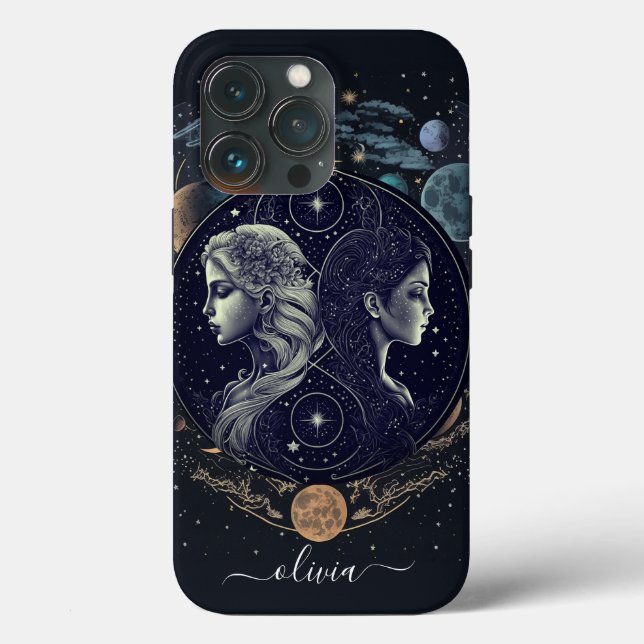 Gemini zodiac schwarz und gold Case-Mate iPhone Fa Hülle (Rückseite)