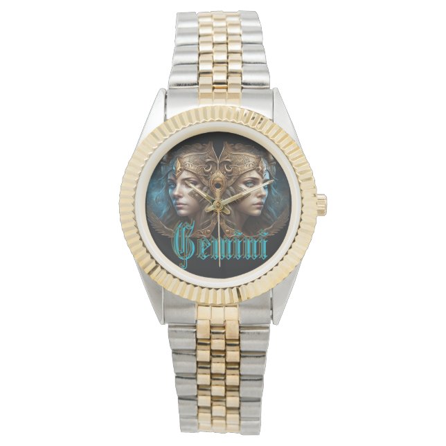 Gemini Zodiac Sign Armbanduhr (Vorderseite)