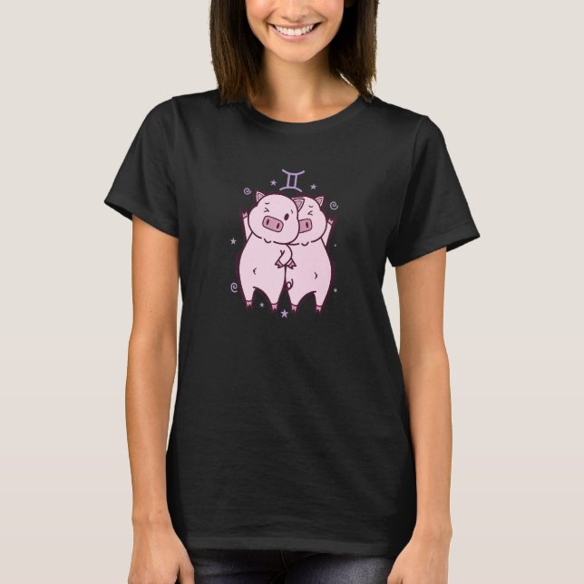 Gemini Zodiac Sign as a Piggy T-Shirt (Vorderseite)