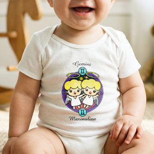 Gemini Zodiac Sign Astrologie Cartoon Horoskop Baby Strampler