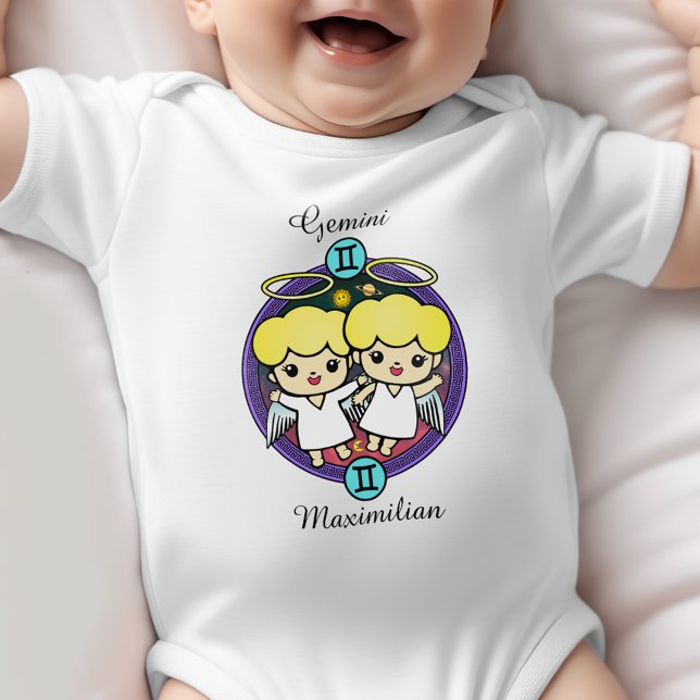 Gemini Zodiac Sign Astrologie Cartoon Horoskop Baby Strampler (Von Creator hochgeladen)