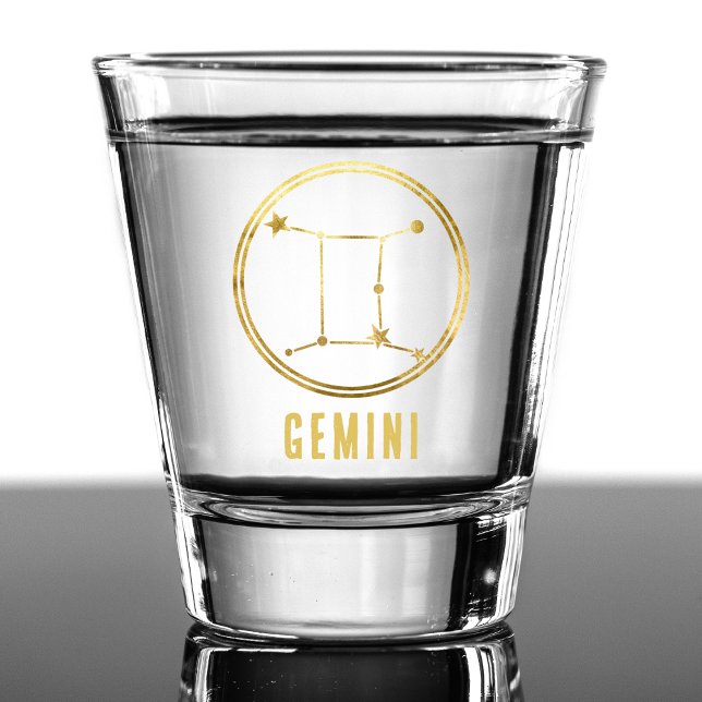 Gemini Zodiac Sign Astrologie Horoskop Gold Schnapsglas (gold gemini zodiac sign shot glass)