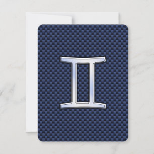 Gemini Zodiac Sign auf Blue Carbon Fibre Style