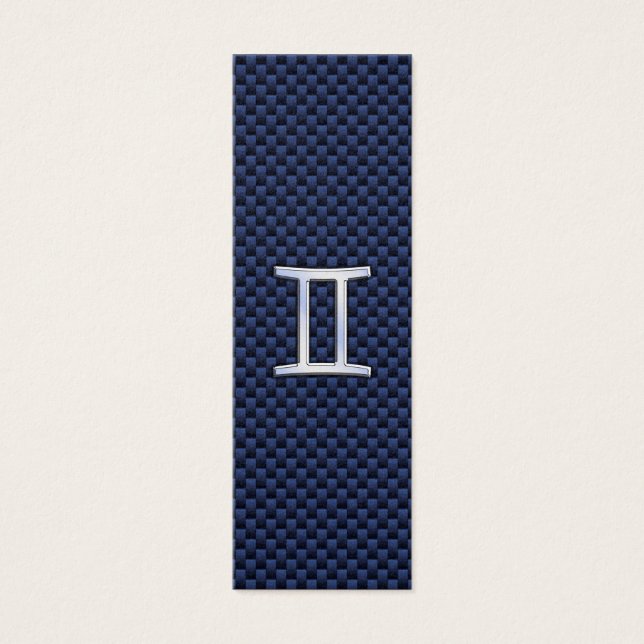 Gemini Zodiac Sign auf Blue Carbon Fibre Style (Vorderseite)