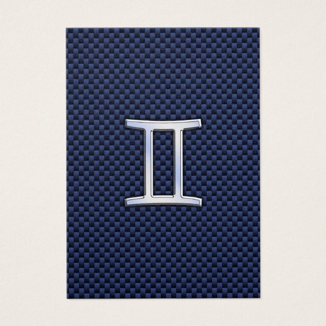 Gemini Zodiac Sign auf Blue Carbon Fibre Style (Vorderseite)